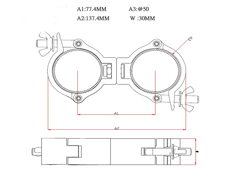 Medium Duty Dual Swivel Narrow Clamp For 48- 51mm Tubing (3)